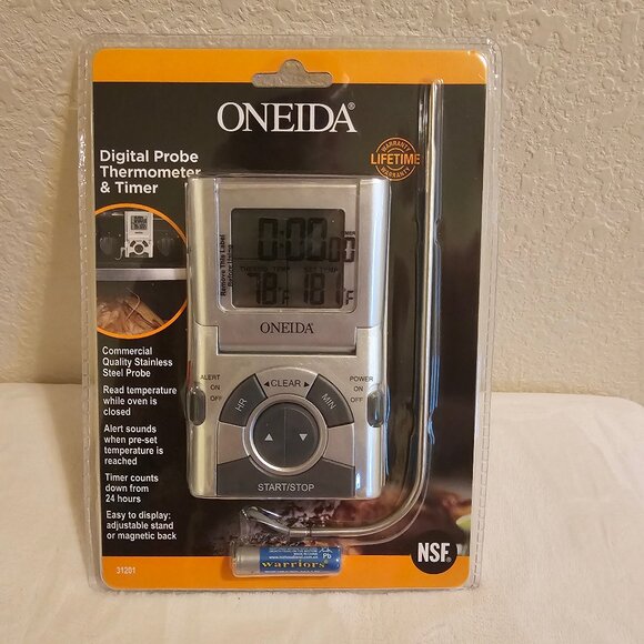 Oneida Digital Probe Cooking Thermometer & Timer-Grey Model 31201 - Picture 1 of 2